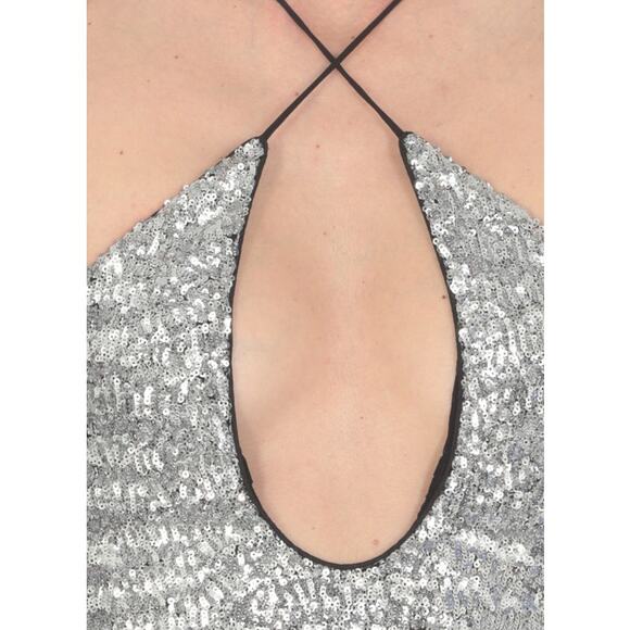 The Attico Sequin Zane Metallic Crossover Cut-out Top - Picture 13 of 16